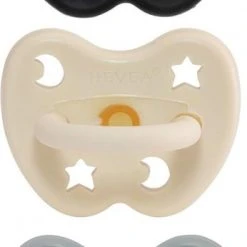 Flash-uitverkoop ???? HEVEA Dental Speen Trio 3 Stuks | Orthodontisch 3-36 Mnd | Outerspace Black - Milky White - Gorgeous Grey ⭐