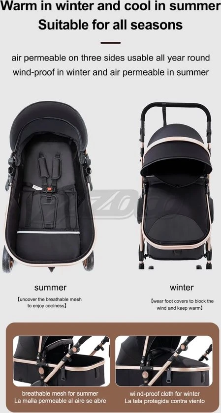 Promo ???? Merkloos Luxe Multi-functionele 3 In 1 Wandelwagen - Babywagen - Kwalitatieve Buggy - Opklapbare Kinderwagen - Licht En Flexibel ???? - Afbeelding 10