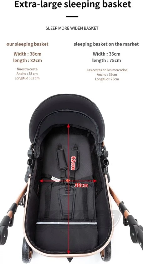 Promo ???? Merkloos Luxe Multi-functionele 3 In 1 Wandelwagen - Babywagen - Kwalitatieve Buggy - Opklapbare Kinderwagen - Licht En Flexibel ???? - Afbeelding 4