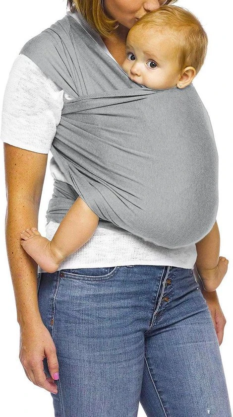 Kopen ???? MinaPark Products Ergonomische Rekbare Baby Draagdoek Van Katoen Om Te Knopen -Licht Grijs - Babywrap - Draagdoeken - Babydrager - Buikdrager Rugdrager Heupdrager - Baby Sling Baby Carrier Draagzak - Baby Wrap Sling - Draagdoek Handleiding - Gratis Slabbetje ???? - Afbeelding 3