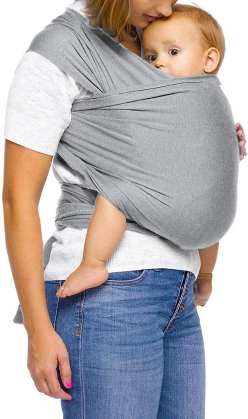 Kopen ???? MinaPark Products Ergonomische Rekbare Baby Draagdoek Van Katoen Om Te Knopen -Licht Grijs - Babywrap - Draagdoeken - Babydrager - Buikdrager Rugdrager Heupdrager - Baby Sling Baby Carrier Draagzak - Baby Wrap Sling - Draagdoek Handleiding - Gratis Slabbetje ???? - Afbeelding 2