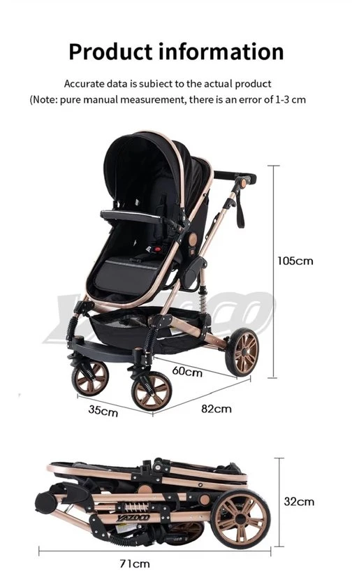Promo ???? Merkloos Luxe Multi-functionele 3 In 1 Wandelwagen - Babywagen - Kwalitatieve Buggy - Opklapbare Kinderwagen - Licht En Flexibel ???? - Afbeelding 3