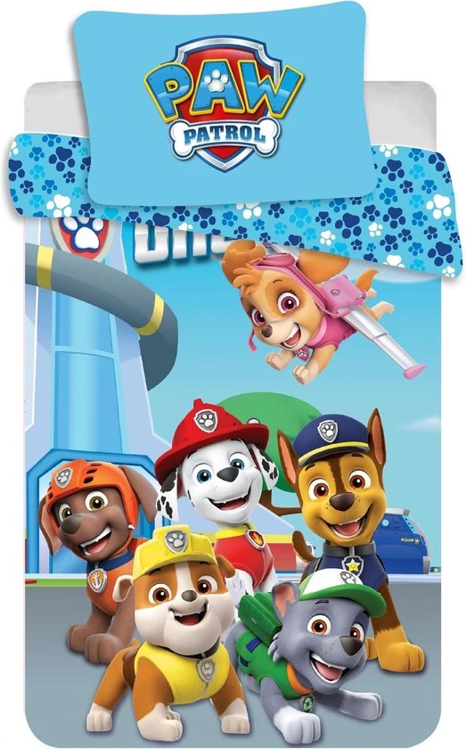 Beste Verkoop ???? PAW Patrol One Team Baby Dekbedovertrek - 100x135 Cm - Inclusief Kussensloop ????