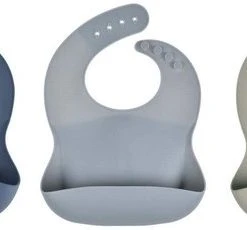 Groothandel ???? MINIIYOU 3 Stuks - Siliconen Slabbetjes Met Opvangbak - Blauw Groen ????