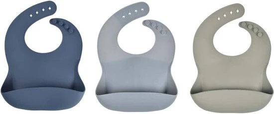 Groothandel ???? MINIIYOU 3 Stuks - Siliconen Slabbetjes Met Opvangbak - Blauw Groen ????