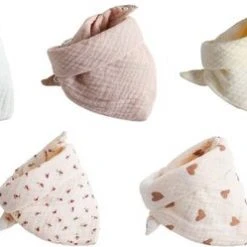 Flash-uitverkoop ???? MINIIYOU 7 Stuks Hydrofiele Bandana Slabbetjes - Bloemenprint Hartjes Stippen ????