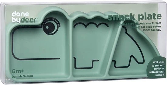 Promo ???? Done By Deer Silicone Stick&Stay Snack Bord Croco Groen ???? - Afbeelding 3