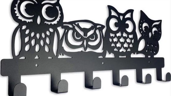 Gloednieuw ???? Kidswall GSMNed Design Kinderkapstok Uil - Kinderkapstok Haakjes - Babykamer Kapstokken - Babykamer - 6 Haken – Design Kapstokken - Inclusief Bevestigingsmateriaal – Wandkapstok - Babykameraccessoires - Kinderkamer Haakjes - Zwart - Modern ???? - Afbeelding 2