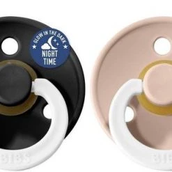 Aanbiedingen ???? Bibs Fopspeen - Maat 2 6-18 Maanden - 2 Stuks - Black & Blush Glow In The Dark ❤️