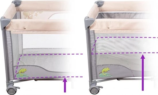 Korting ???? Moby-System Moby System Campingbedje - Reisbedje Baby - Met Matras Commode Bodemverhoger En Klamboe - Inklapbare Box ???? - Afbeelding 4