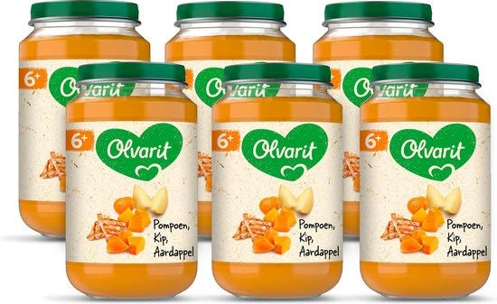 Beste Verkoop ???? Olvarit Babymaaltijd 6+ Maanden - Pompoen Kip Aardappel - 6 X 200g ????