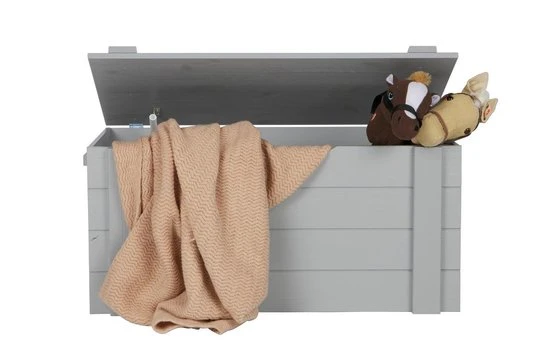 Goedkoop ???? WOOOD Dennis Speelgoedkist - Grenen Geborsteld - Betongrijs - 42x90x42 ???? - Afbeelding 3