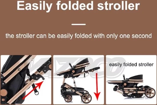 Promo ???? Merkloos Luxe Multi-functionele 3 In 1 Wandelwagen - Babywagen - Kwalitatieve Buggy - Opklapbare Kinderwagen - Licht En Flexibel ???? - Afbeelding 9