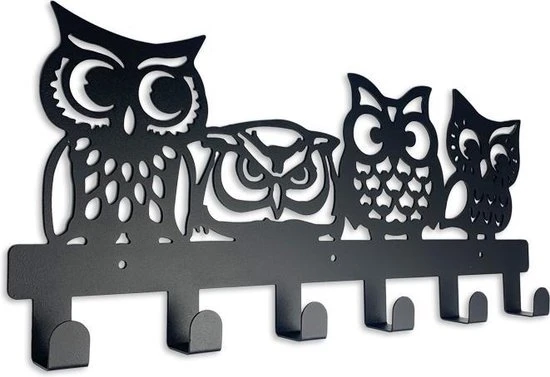 Gloednieuw ???? Kidswall GSMNed Design Kinderkapstok Uil - Kinderkapstok Haakjes - Babykamer Kapstokken - Babykamer - 6 Haken – Design Kapstokken - Inclusief Bevestigingsmateriaal – Wandkapstok - Babykameraccessoires - Kinderkamer Haakjes - Zwart - Modern ????