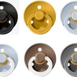 Groothandel ???? BIBS Fopspeen Voordeel Set - Black, Mustard, Baby Blue, Glow In The Dark Baby Blue En Dark Oak, Smoke - Maat 2 ✨