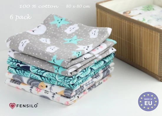 Begroting ???? Flanellen Luiers - 80 X 80cm - 6 Pack - Flanellen Doeken Van Flanel Katoen - Mint - Fensilo ✨ - Afbeelding 4