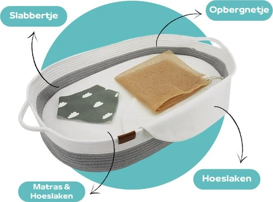 Korting ⭐ ADSafety - Luxe Verschoonmand - Incl. Matras En 2 Hoezen - Aankleedkussen - Mozes Mand - Babykamer - Commode - Babyshower - Grijs ???? - Afbeelding 2