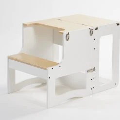 Beste Pirce ???? MY LITTLE BUDDIES Leertoren / Keukenhulp / Opstapje Montessori - Omvormbaar In Tafel - Wit/berk ????