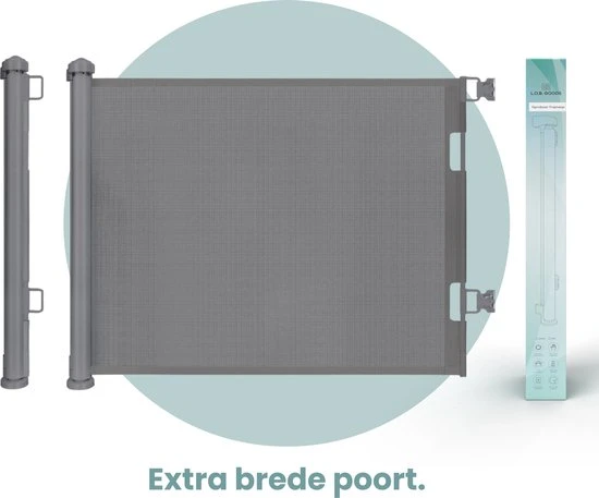 Top 10 ???? L.O.B. GOODS Luxe Oprolbaar Traphekje Grijs - Kinderhekje Voor Baby - Hondenhek - Veiligheidshek - Huisdieren - Oprolbaar Deurhekje - 86x150 Cm ????