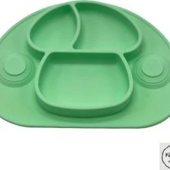 Aanbiedingen ???? Merkloos Placemat Voor Kinderen - Kinderservies - Baby Bordje - 2 Zuignappen - Siliconen Antislip - Groen ????