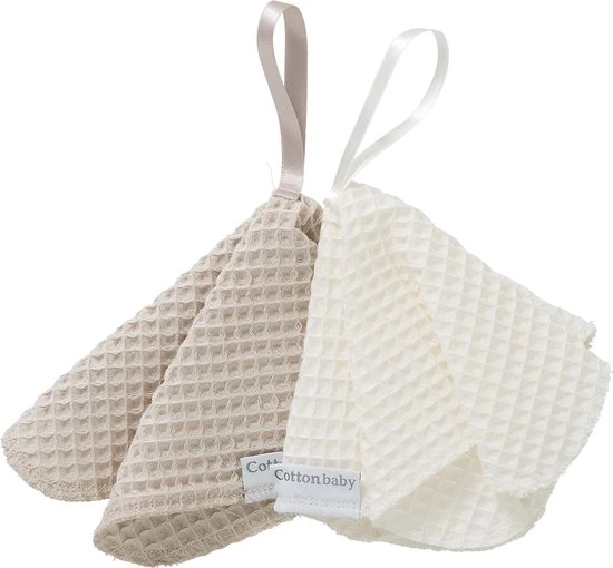 Beste deal ???? Cottonbaby - Speendoekje - Wafel - Per Set Van 2 - Zand/room ✔️