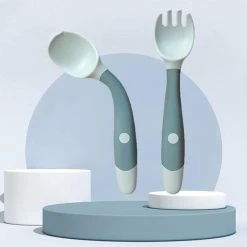 Gloednieuw ???? Merkloos Siliconen Lepel Voor Baby Gebruiksvoorwerpen Set Extra Voedsel Peuter Leren Eten Training Buigbare Zachte Vork Zuigeling Kinderen Servies Vaatwasser Bestendig ????