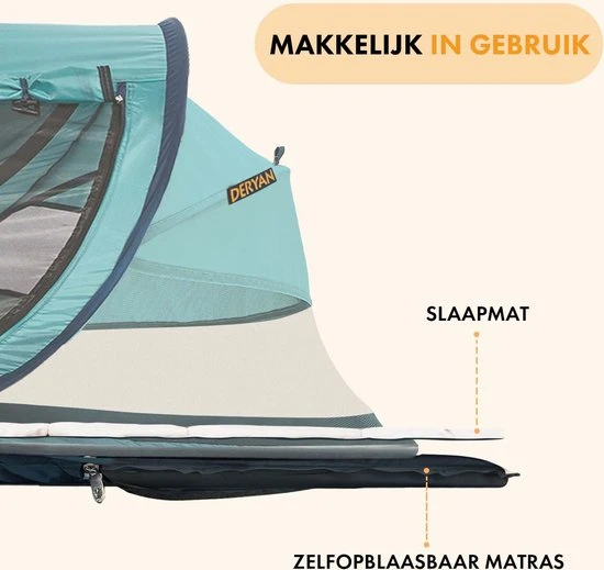 Kopen ???? Deryan Peuter Luxe Campingbedje Inclusief Zelfopblaasbare Matras - Ocean ⭐ - Afbeelding 5