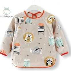 Goedkoopste ???? Kinderschort 'Zoo' Lange Mouwen - Slab Met Mouwen - Slabbetje Little Hippo - Waterafstotend - Knutselen - Kliederschort - 12-36 Maanden ????