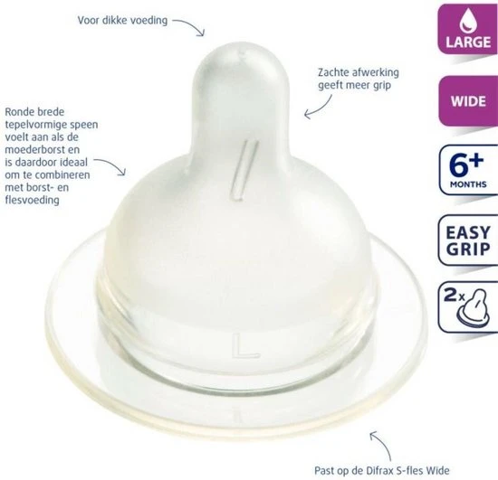 Beste Pirce ???? Difrax Flessenspeen Wide Voor Brede Babyflessen - Maat Large - 2 Stuks ???? - Afbeelding 9