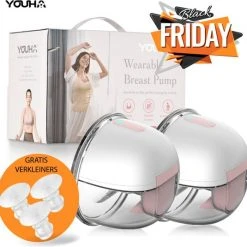 Promo ???? You Ha Youha YH-7006 - Dubbele Elektrische Borstkolf – Oplaadbare Draagbare Borstkolf - Draadloze Borstkolven – BPA Vrij - Handsfree Kolven - 24mm & 28mm – Borstvoeding – Set Van 2 Stuks – Inclusief Gratis Verkleiners Set 17mm 19mm 21mm ????