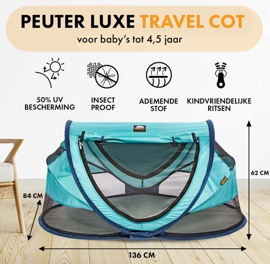 Kopen ???? Deryan Peuter Luxe Campingbedje Inclusief Zelfopblaasbare Matras - Ocean ⭐ - Afbeelding 3