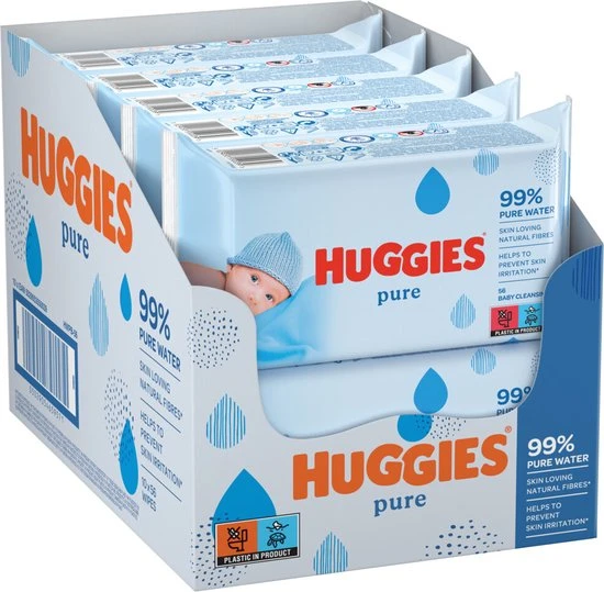 Hete verkoop ???? Huggies Billendoekjes Pure 99% Water - Voordeelverpakking 10x56 = 560 Doekjes ???? - Afbeelding 7