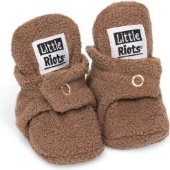 Korting ???? Little Riots - Babyslofjes - Fleece Original - Brownie - 3-6 Maanden (10cm) - Schoenmaat 16-17 ????