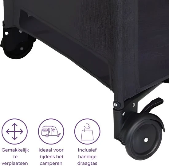 Beste Verkoop ???? Pr?natal Pr Natal Luxe Campingbedje Met Draagtas En Bodemverhoger - Zwart - 120 X 60 Cm ???? - Afbeelding 3