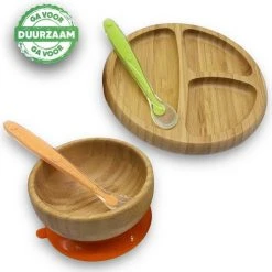 Goedkoop ???? Tiny Panda - Kinderservies Bamboe - Kinder Eetset - Baby Kom - Baby Bordje - Baby Lepeltjes - Kinderbord - Baby Servies ✔️