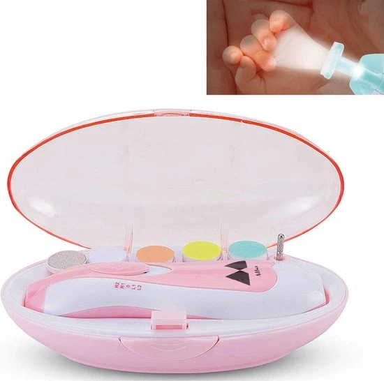 Gloednieuw ???? Allsa Baby Nagelvijl - Elektrische Nagelvijl - Ook Voor Volwassenen - LED Licht - Baby Cadeau - Roze ???? - Afbeelding 4