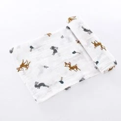 Uitgang ⭐ MINIIYOU Hydrofiele Doek XL - 120x120 Cm - Inbakerdoek - Bosdieren - Swaddle Doek Groot - Hydrofiele Luier - ????