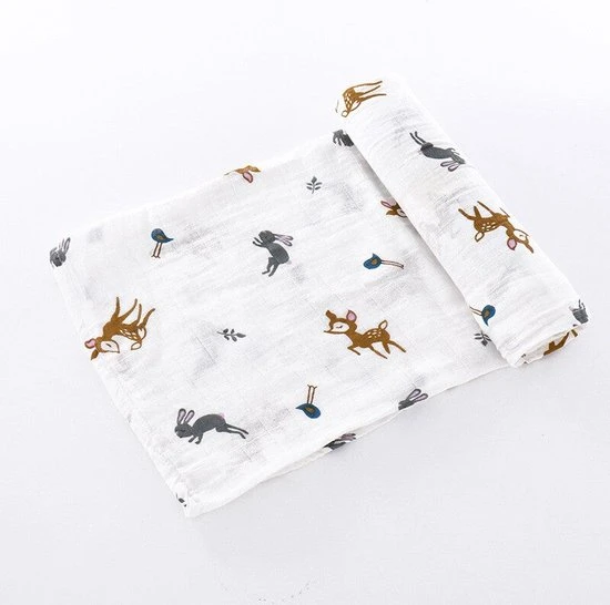 Uitgang ⭐ MINIIYOU Hydrofiele Doek XL - 120x120 Cm - Inbakerdoek - Bosdieren - Swaddle Doek Groot - Hydrofiele Luier - ????