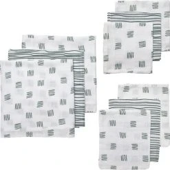 Groothandel ✨ Meyco Block Stripe Starterset - 9-pack - Hydrofiel - Forest Green ????