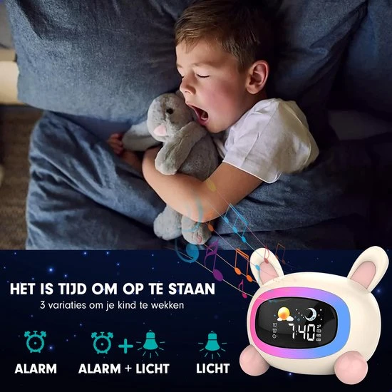 Korting ✨ Westhome Slaaptrainer Voor Kinderen - Kinderwekker Met Nachtlampje - Konijn ???? - Afbeelding 3