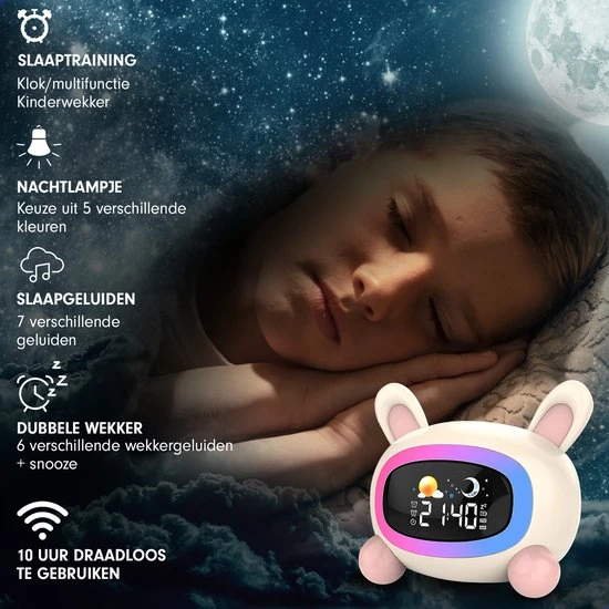 Korting ✨ Westhome Slaaptrainer Voor Kinderen - Kinderwekker Met Nachtlampje - Konijn ???? - Afbeelding 4