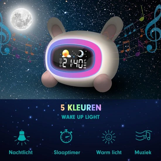 Korting ✨ Westhome Slaaptrainer Voor Kinderen - Kinderwekker Met Nachtlampje - Konijn ???? - Afbeelding 7