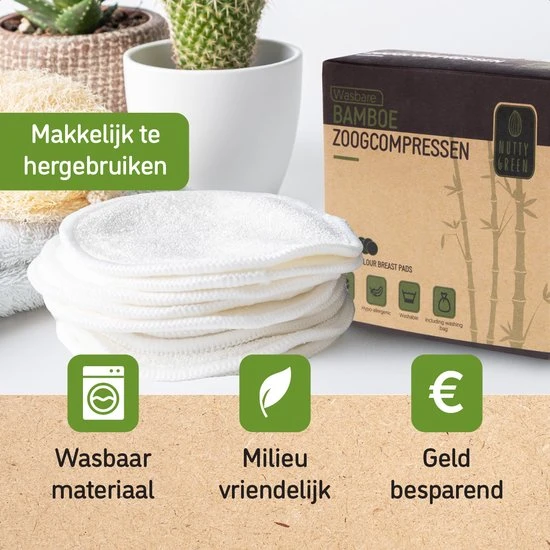 Kopen ❤️ Nutty Green Hypoallergeen Bamboe Zoogcompressen - 12 Stuks ???? - Afbeelding 9