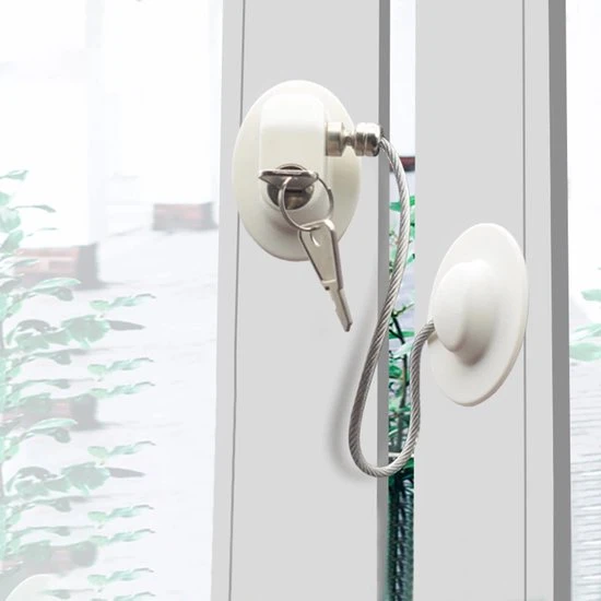 Korting ⌛ Famyo Deur - Raam Beveiliging Met Sterke 3M Tape & Reservesleutel - Wit Kast Lade Koelkast Slot - Baby Beveiliging -- Kinderslot Kinderbeveiliging - Raam Veiligheid ???? - Afbeelding 3