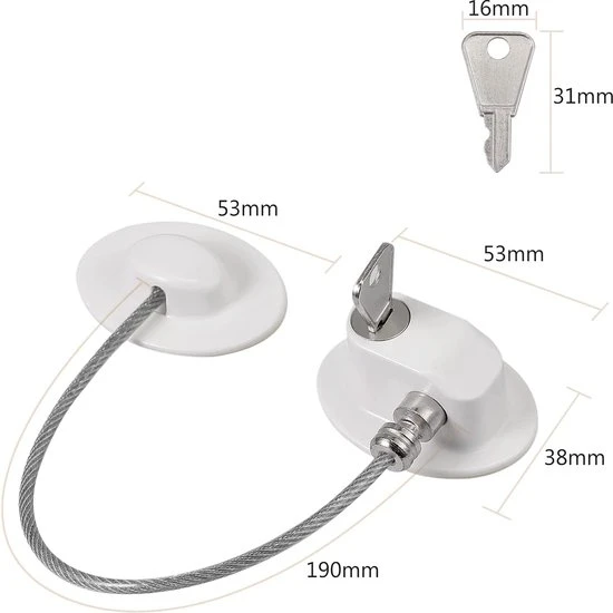 Korting ⌛ Famyo Deur - Raam Beveiliging Met Sterke 3M Tape & Reservesleutel - Wit Kast Lade Koelkast Slot - Baby Beveiliging -- Kinderslot Kinderbeveiliging - Raam Veiligheid ???? - Afbeelding 11