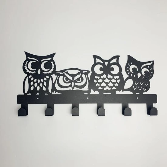 Gloednieuw ???? Kidswall GSMNed Design Kinderkapstok Uil - Kinderkapstok Haakjes - Babykamer Kapstokken - Babykamer - 6 Haken – Design Kapstokken - Inclusief Bevestigingsmateriaal – Wandkapstok - Babykameraccessoires - Kinderkamer Haakjes - Zwart - Modern ???? - Afbeelding 3