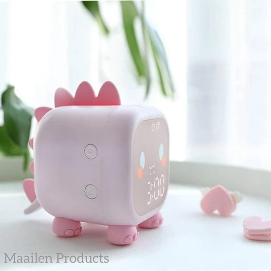 Hete verkoop ???? Merkloos Dino Slaaptrainer - Kinderwekker - Dino - Nachtlampje - Inclusief Handleiding - USB-oplaadbaar - Draadloos - Roze ???? - Afbeelding 5