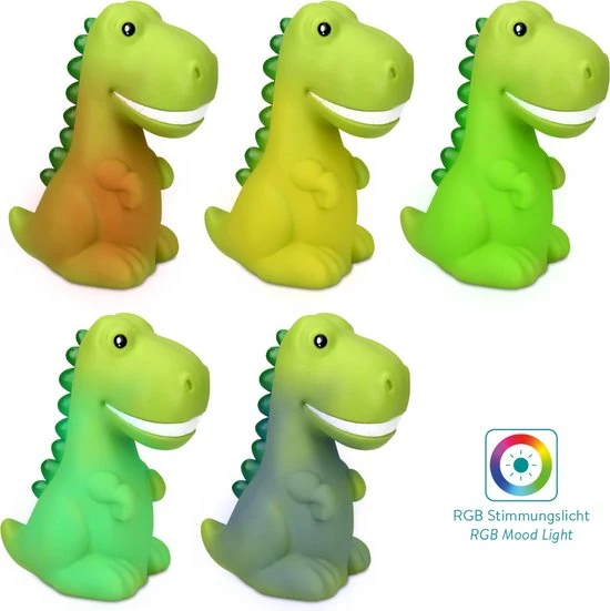 Uitgang ???? Navaris Dinosaurus Nachtlampje Voor Kinderen - Rood/groen/blauwe Ledlamp Voor Meisjes En Jongens Voor Baby- En Kinderkamer, Nachtkastje - Groen ???? - Afbeelding 5