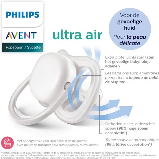 Beste Pirce ???? Philips Avent Ultra Air Fopspeen Blauw Leeuw/beer 18m+ ???? - Afbeelding 11