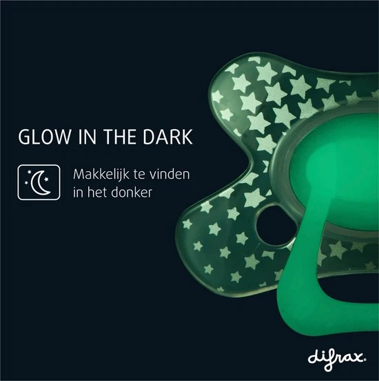 Goedkoopste ???? Difrax Fopspeen 18+ Maanden Dental - Glow In The Dark - Orthodontische Speen - 1 Stuk ???? - Afbeelding 4